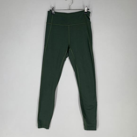 Allbirds Women Leggings Small Green Active Pants Yoga Gym Wool Blend 26.5 - Picture 1 of 10
